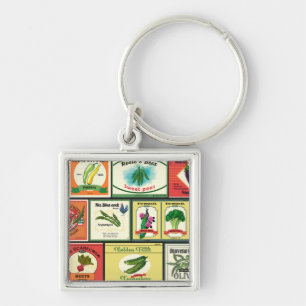 Vintage canned goods-Vegetables labels Keychain