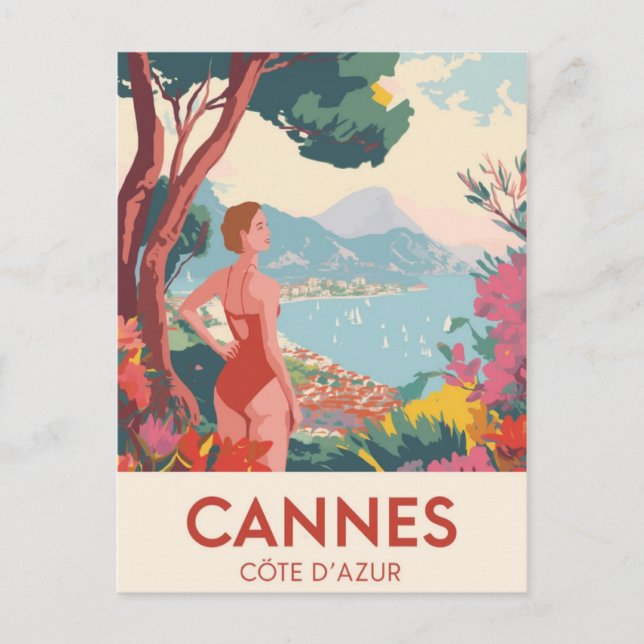 Vintage Cannes Côte d'Azur Travel Postcard (Front)
