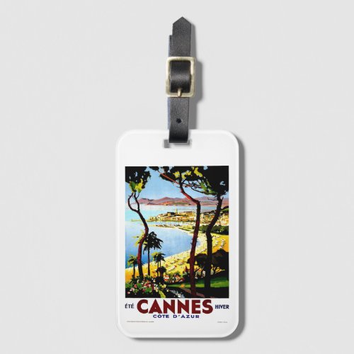 Vintage Cannes France Winter Travel Luggage Tag