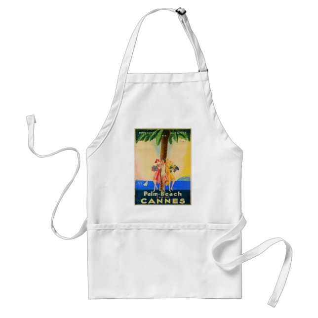 Vintage Cannes French Travel Adult Apron (Front)
