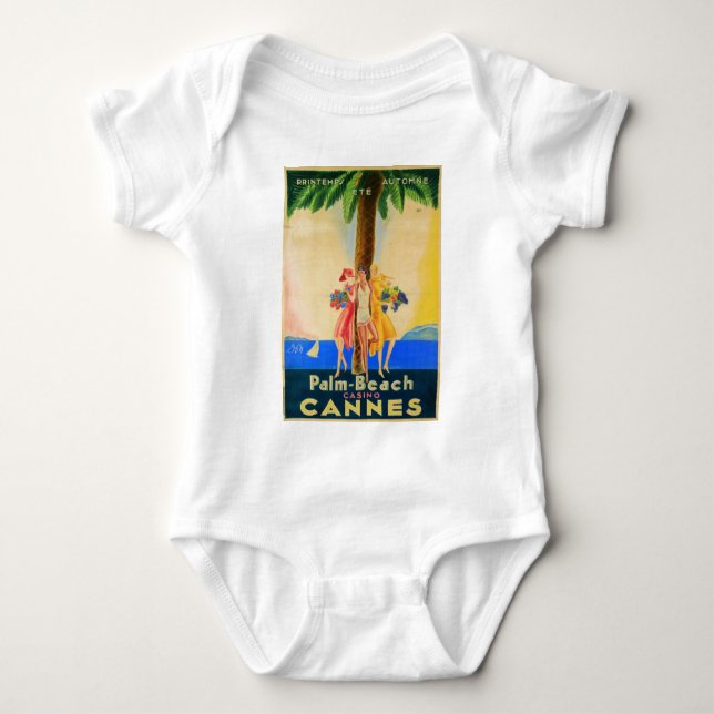 Vintage Cannes French Travel Baby Bodysuit (Front)