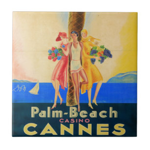 Vintage Cannes French Travel Ceramic Tile