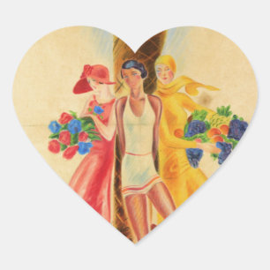 Vintage Cannes French Travel Heart Sticker