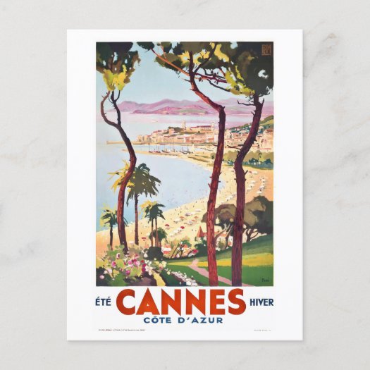Vintage Cannes on the French Riviera Travel Poster