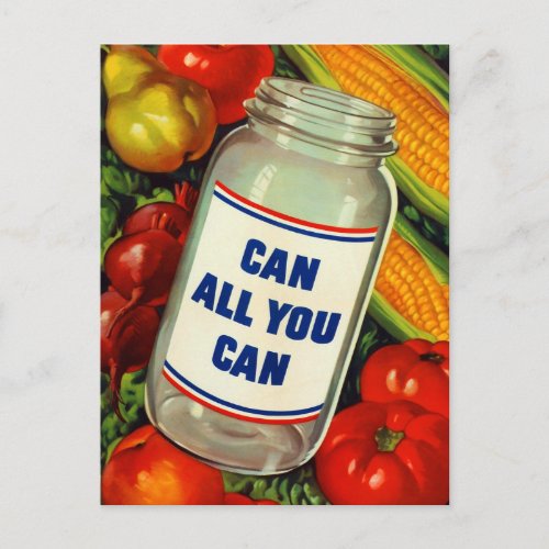 Vintage Canning Gardening Can All You Can Postcard