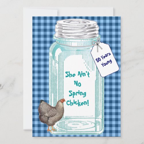 Vintage Canning Jar Blue Gingham Design Announcement