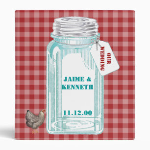Vintage Canning Jar Red Gingham Design 3 Ring Binder