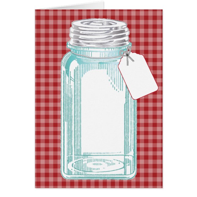 Vintage Canning Jar Red Gingham Design Cards (Front)