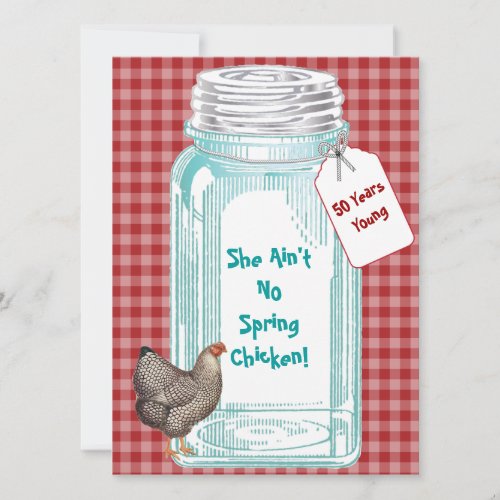 Vintage Canning Jar Red Gingham Design Custom Announcement