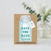 Vintage Canning Jar WIth Burlap Announcement Postcard (Standing Front)