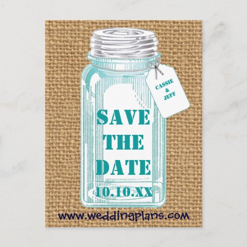 Vintage Canning Jar WIth Burlap Announcement Postcard