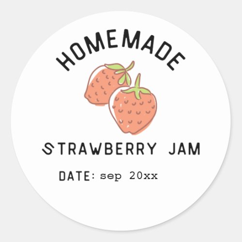 Vintage Canning Round Label Strawberry Jam Date