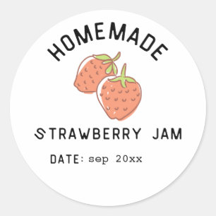 Vintage Canning Round Label Strawberry Jam Date