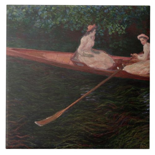 Vintage Canoe on the Epte Claude Monet Ceramic Tile