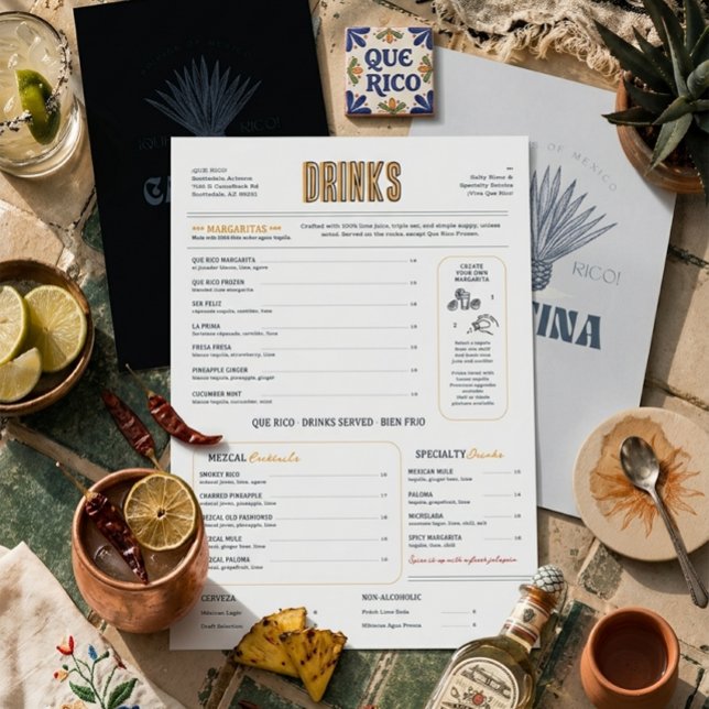 Vintage Cantina Bar Drink Menu  (Creator Uploaded)
