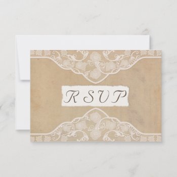 Vintage Canvas  Paper & Lace Look Wedding Rsvp by Truly_Uniquely at Zazzle