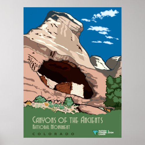 Vintage Canyon of the Ancients Colorado Travel Poster