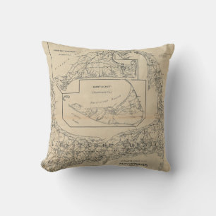 Vintage Cape Cod Cyclist Map (1893) Throw Pillow