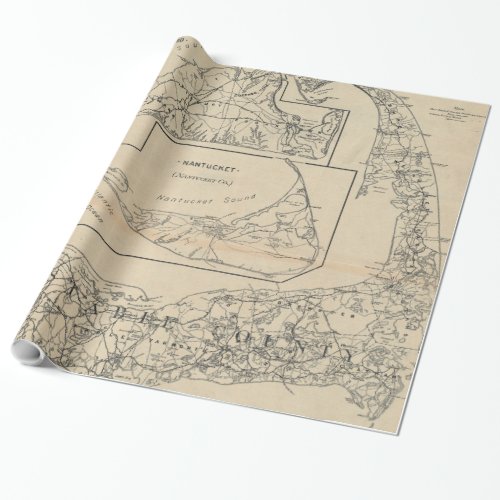 Vintage Cape Cod Cyclist Map 1893 Wrapping Paper