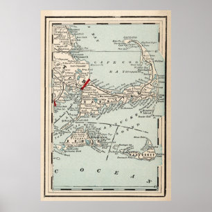 Vintage Cape Cod Map (1893) Poster