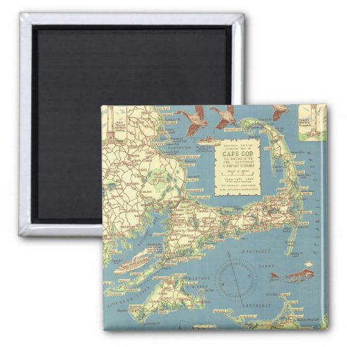 Vintage Cape Cod Map 1940 Magnet