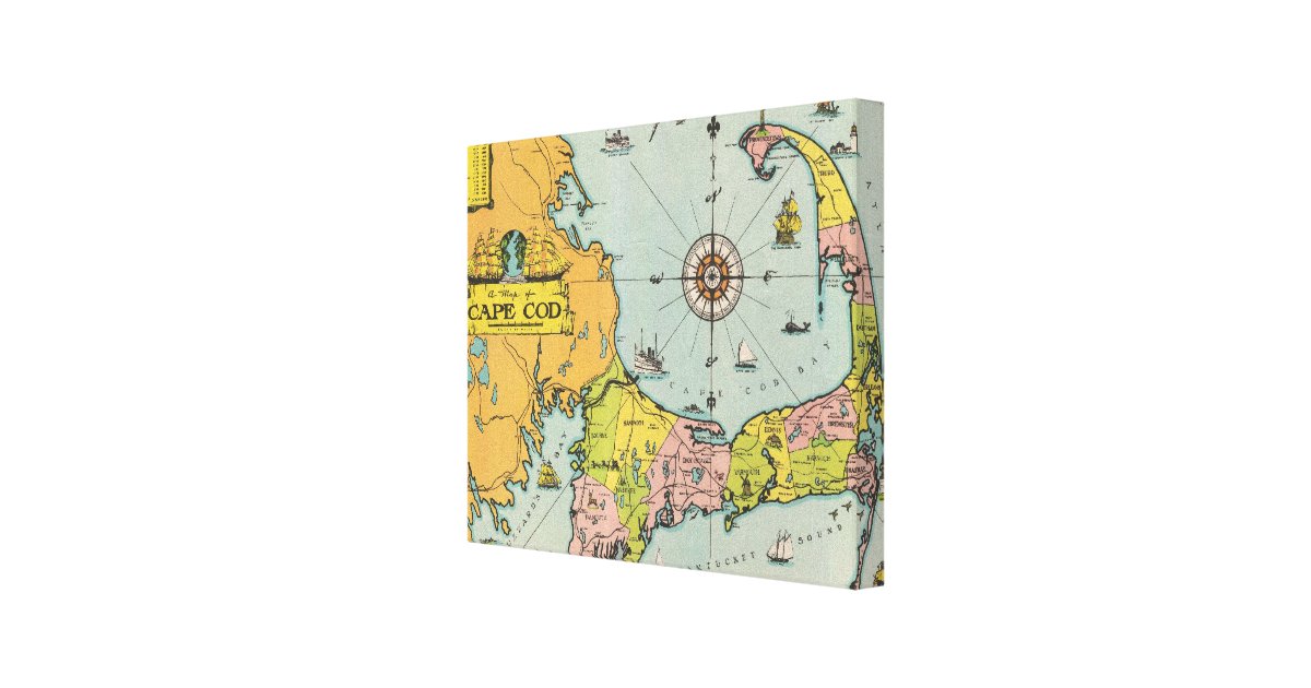 Vintage Cape Cod Map Canvas Print Zazzle