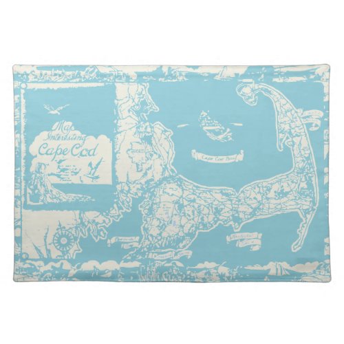 Vintage Cape Cod Map Cloth Placemat