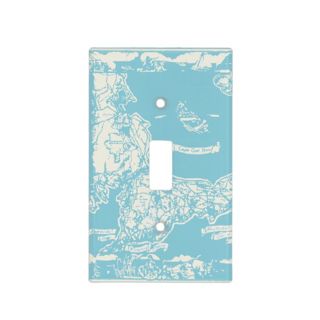 Vintage Cape Cod Map Light Switch Cover (Front)