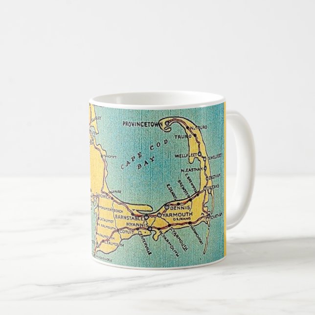 Vintage Cape Cod Map Mug (Front Right)