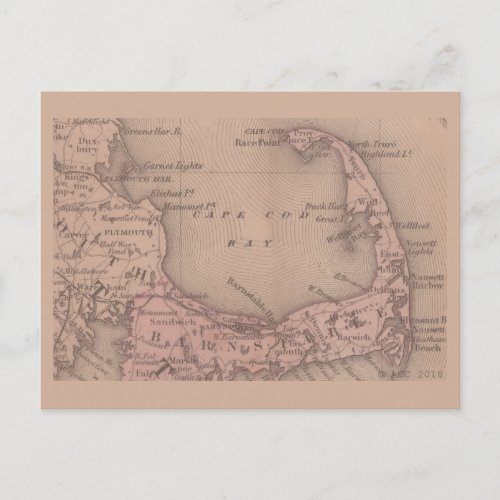 Vintage Cape Cod Map Postcard