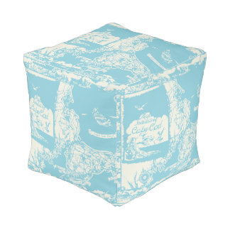 Vintage Cape Cod Map Pouf