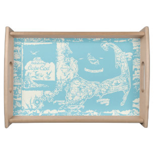 Vintage Cape Cod Map Serving Tray
