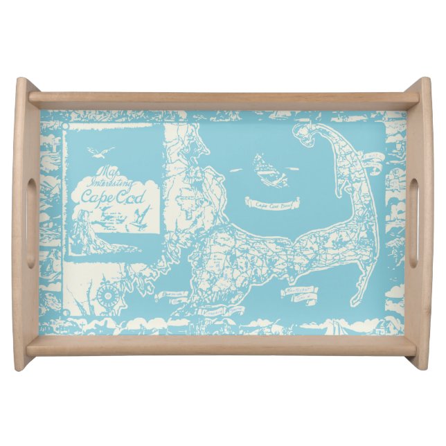 Vintage Cape Cod Map Serving Tray (Front)