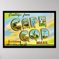Vintage Cape Cod Mass. Art Deco Poster
