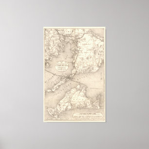 Vintage Cape Cod Old Colony Line Map (1888) Canvas Print