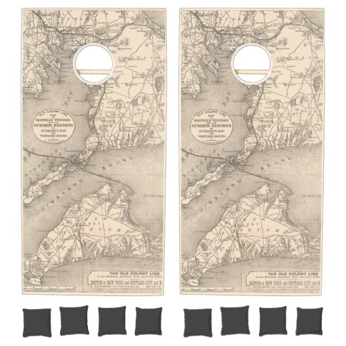 Vintage Cape Cod Old Colony Line Map 1888 Cornhole Set