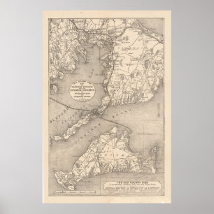 Vintage Cape Cod Old Colony Line Map (1888) Poster