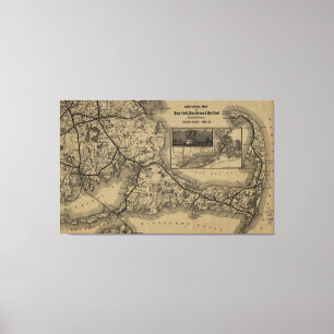 Vintage Cape Cod Railroad Map (1893) Canvas Print