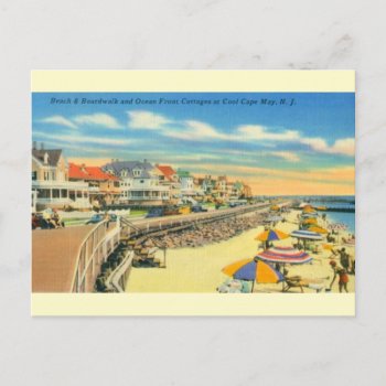 Vintage Cape May Beach And Boardwalk Postcard by RetroMagicShop at Zazzle