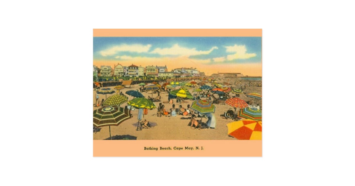 Vintage Cape May New Jersey Bathing Beach Postcard