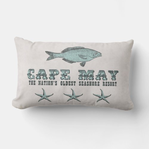 Vintage Cape May Oldest Seashore Resort NJ Lumbar Pillow