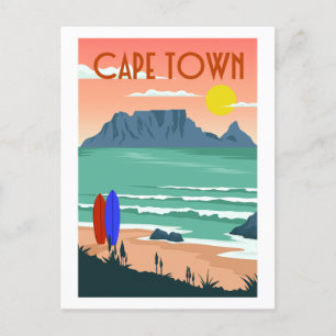Vintage Cape Town South Africa Table Mountain View Postcard