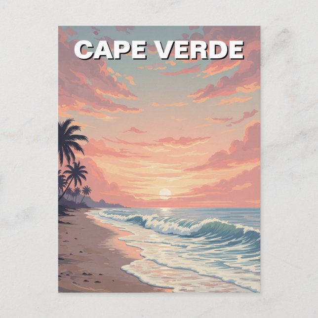 Vintage Cape Verde Sunset Postcard (Front)