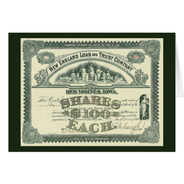 Vintage Capital Stock Certificate Business Finance (Front Horizontal)