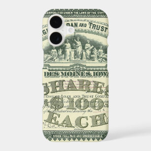 Vintage Capital Stock Certificate Business Finance iPhone 17 Case