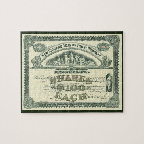 Vintage Capital Stock Certificate Business Finance Jigsaw Puzzle