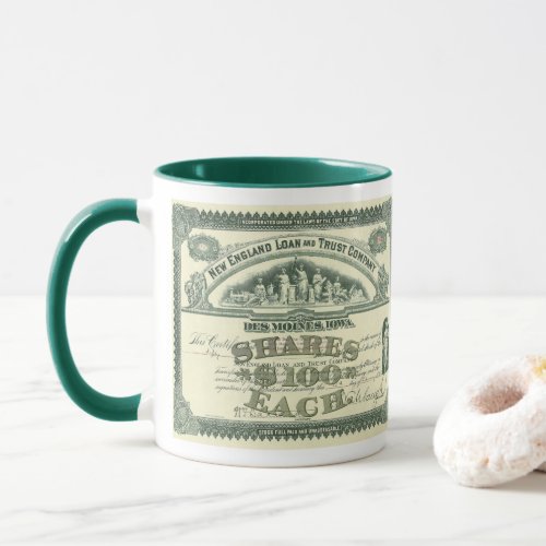 Vintage Capital Stock Certificate Business Finance Mug