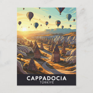 Vintage Cappadocia Turkey Hot Air Balloons Travel Postcard