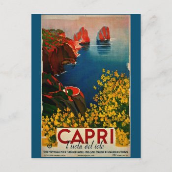 Vintage Capri Italian Travel Advertisement Paint Postcard by hizli_art at Zazzle