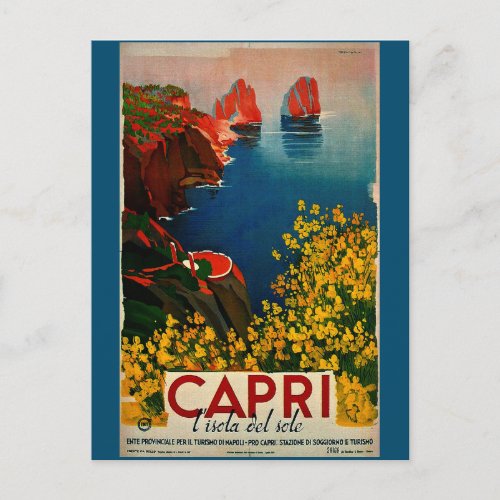 Vintage Capri Italian Travel Advertisement Paint Postcard